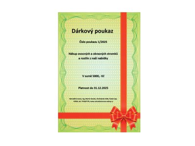 Dárkový poukaz za 5000Kč na nákup zboží platný v roce 2025